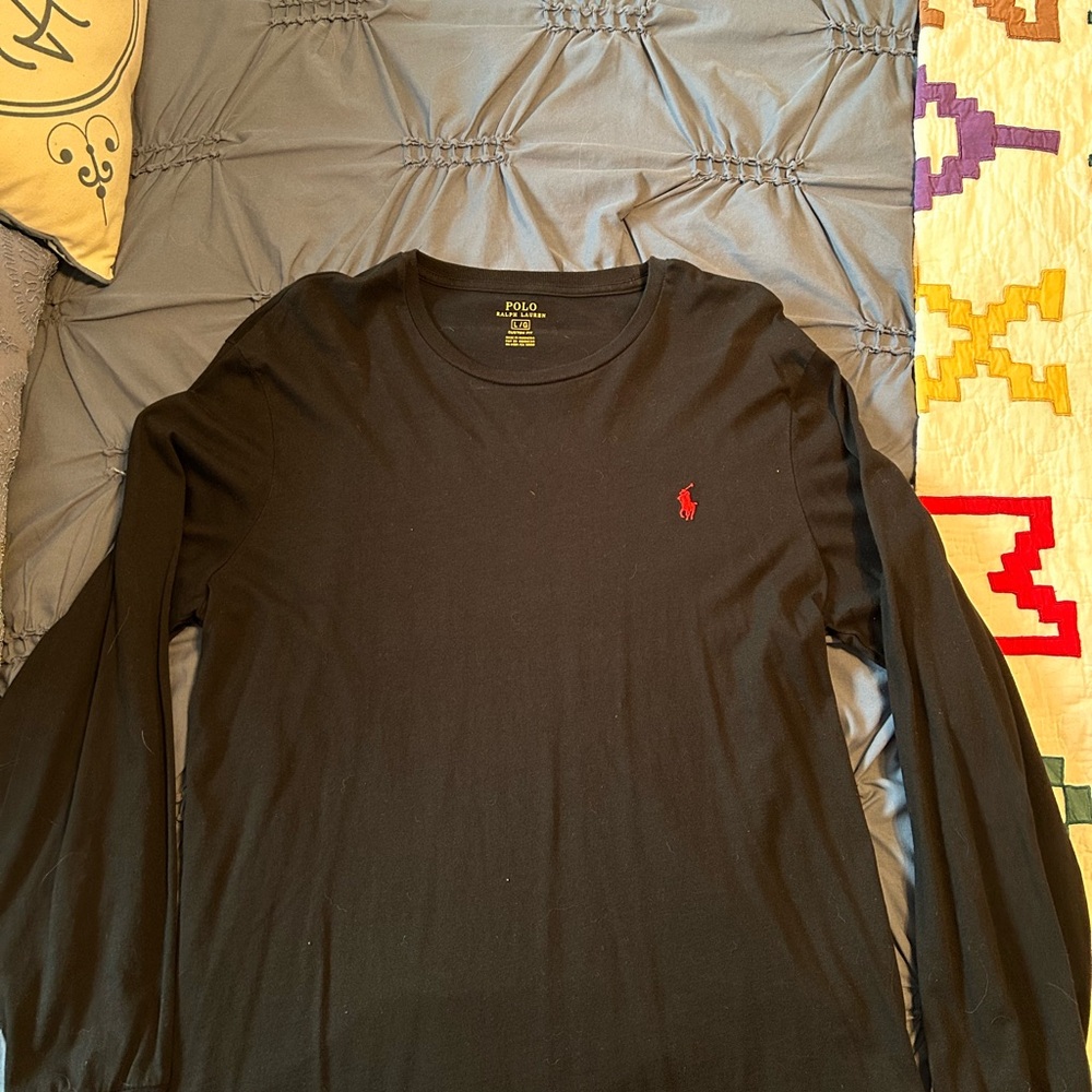 Polo by Ralph Lauren Black Long-Sleeve Crewneck with Red Pony